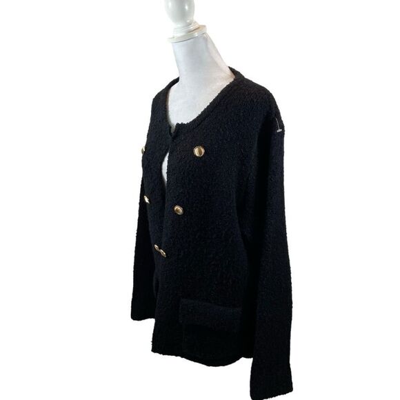 Sioni Brand Black Single Button Closure Open Front Sweater Jacket Size XL - Picture 7 of 16